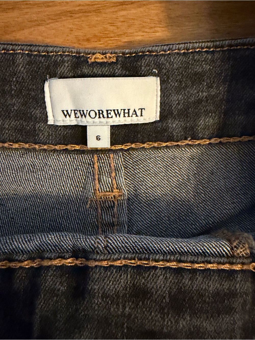 WeWoreWhat Dark Denim Overalls with Contrast Stitching - Picture 4 of 5